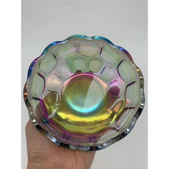 Beautiful Vintage Iridescent Thumbprint Federal Glass Bowl 5.5" 1950's MCM - Picture 6 of 6